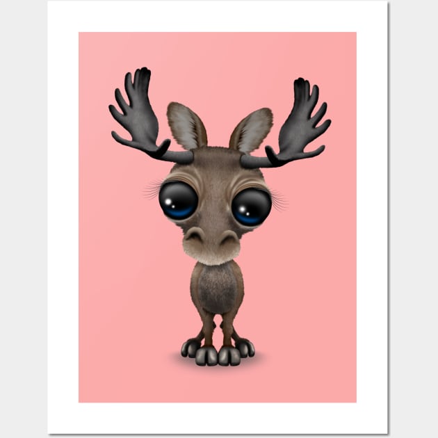 Cute Curious Baby Moose Wall Art by jeffbartels